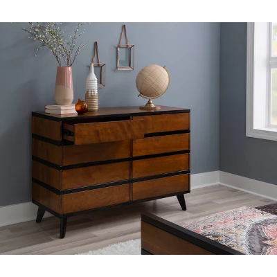 Mid-Century Modern 6 Drawer Dresser Walnut - Linon 11 Mid-Century Modern 6 Drawer Dresser Walnut - Linon - Image 9