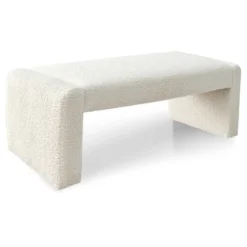Kaia 47" Minimalist Aesthetic Look Teddy Waterfall Upholstered Bench-The Pop Maison -Furniture Store GUEST edc662b9 9a62 4f0d b101 8ed78580fd47