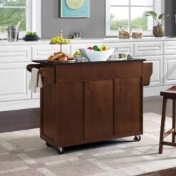 Eleanor Granite Top Kitchen Cart Mahogany/Black - Crosley -Furniture Store GUEST ee06e7ef 3277 46b4 b65d 0e274886fce9