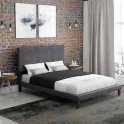 Muellen Upholstered Platform Bed With 2 Dual USB Ports Graphite Gray Vinyl - Hillsdale Furniture -Furniture Store GUEST ee536eab 1df2 4071 a4de 6ea504e2a0cc