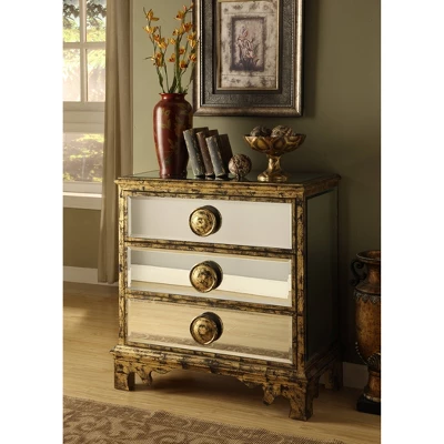 Reflective 3 Drawer Chest Mirrored - Treasure Trove Accents 3 Reflective 3 Drawer Chest Mirrored - Treasure Trove Accents