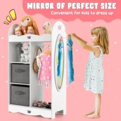 Costway Kids Dress Up Storage Hanging Armoire Dresser Costume Closet W/Mirror & Toy Bins -Furniture Store GUEST f0340506 c51a 425b bcb3 df9889a651f8