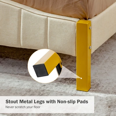 Costway FullQueen Size Upholstered Bed Frame Mattress Foundation Platform Quilted Headboard 9 Costway FullQueen Size Upholstered Bed Frame Mattress Foundation Platform Quilted Headboard - Image 7