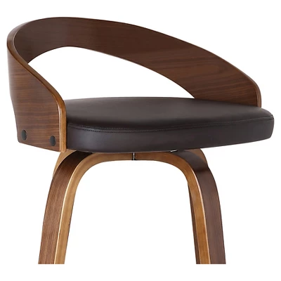 26" Sonia Counter Height Barstool Faux Leather Brown - Armen Living 7 26" Sonia Counter Height Barstool Faux Leather Brown - Armen Living - Image 5