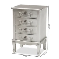 Callen Brushed Wood 4 Drawer Nightstand Silver - Baxton Studio 19 Callen Brushed Wood 4 Drawer Nightstand Silver - Baxton Studio -Furniture Store GUEST f0da9765 4371 4734 8f8e 1503454759fa