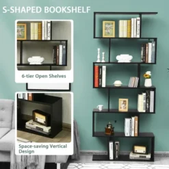 Costway 2 PCS 6 Tier S-Shaped Bookshelf Storage Display Bookcase Z-Shelf 18 Costway 2 PCS 6 Tier S-Shaped Bookshelf Storage Display Bookcase Z-Shelf -Furniture Store GUEST f1ab1091 3c34 45dd a22a 8a085ee77dde