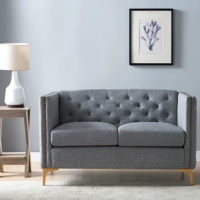 Gasper Tufted Upholstered Loveseat Light Gray - HOMES: Inside + Out 6 Gasper Tufted Upholstered Loveseat Light Gray - HOMES: Inside + Out - Image 4