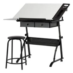 Core Drawing Table And Stool Set Charcoal Black/White - Studio Designs -Furniture Store GUEST f219f736 f2d5 4676 bbc8 1ef81a83f716