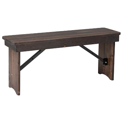 Merrick Lane Antique Solid Pine Folding Farmhouse Style Bench 16 Merrick Lane Antique Solid Pine Folding Farmhouse Style Bench - Image 14