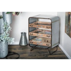 Industrial Chest With 3 Drawers Brown - Olivia & May