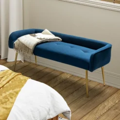 Emilio Modern 55.25" Wide Upholstered Low Back Bench With Sturdy Golden Metal Tapered Leg| ARTFUL LIVING DESIGN 27 Emilio Modern 55.25" Wide Upholstered Low Back Bench With Sturdy Golden Metal Tapered Leg| ARTFUL LIVING DESIGN -Furniture Store GUEST f32e5156 a66e 44e3 a96c 1dd7bdff174d