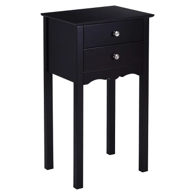 Costway Side Table End Accent Table Night Stand W/ 2 Drawers Furniture Black 9 Costway Side Table End Accent Table Night Stand W/ 2 Drawers Furniture Black - Image 7