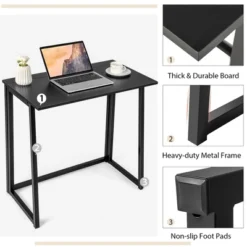 Costway Folding Computer Desk No Assembly Study Writing Table For Small Spaces Walnut/Black/Brown/White -Furniture Store GUEST f38f8475 c043 443f a626 1f22b56dc33a