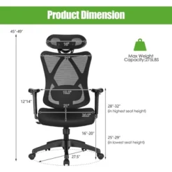 Costway Ergonomic High Back Mesh Office Chair W/ Adjustable Lumbar Support 17 Costway Ergonomic High Back Mesh Office Chair W/ Adjustable Lumbar Support -Furniture Store GUEST f4e9e40a 10f5 49e1 8de6 21a663c871ea