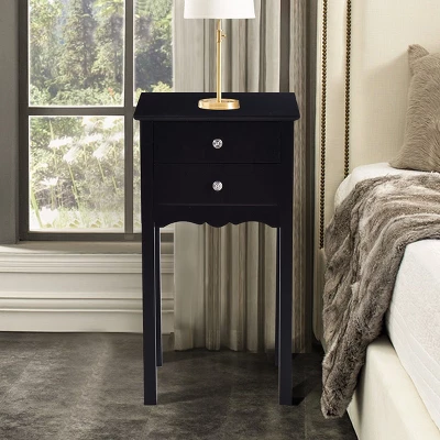 Costway Side Table End Accent Table Night Stand W/ 2 Drawers Furniture Black 4 Costway Side Table End Accent Table Night Stand W/ 2 Drawers Furniture Black - Image 2