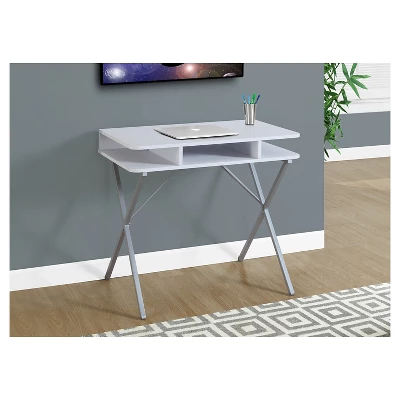 White Top Computer Desk - Silver Metal - EveryRoom 3 White Top Computer Desk - Silver Metal - EveryRoom
