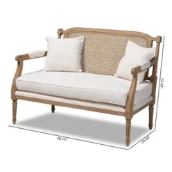 Clemence Upholstered Whitewashed Wood Sofa Loveseat Ivory/Oak - Baxton Studio -Furniture Store GUEST f579c495 9777 491f 9c22 e470e3284691