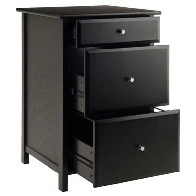 Delta File Cabinet - Black - Winsome 3 Delta File Cabinet - Black - Winsome