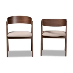 2pc Danton Fabric Upholstered Wood Dining Chair Set - Baxton Studio
