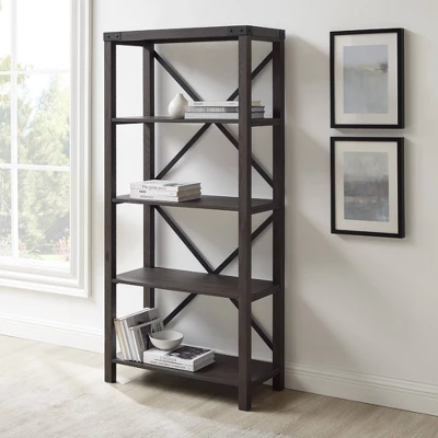 64" Sophie Industrial X Frame Bookshelf - Saracina Home 5 64" Sophie Industrial X Frame Bookshelf - Saracina Home - Image 3
