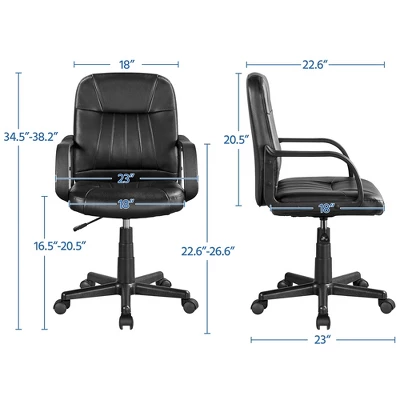 Yaheetech Office Chair Adjustable Swivel Chair Executive Artificial Leather Computer Chair With Wheels, Black 4 Yaheetech Office Chair Adjustable Swivel Chair Executive Artificial Leather Computer Chair With Wheels, Black - Image 2