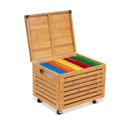 BirdRock Home Bamboo Rolling File Storage Organizer Box With Lid - Natural 11 BirdRock Home Bamboo Rolling File Storage Organizer Box With Lid - Natural -Furniture Store GUEST fa344e92 64b9 4bc4 9359 9d5f98ac94fb