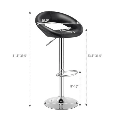 Tangkula Set Of 4 PU Leather Bar Stools Adjustable Kitchen Counter Chairs Black 4 Tangkula Set Of 4 PU Leather Bar Stools Adjustable Kitchen Counter Chairs Black - Image 2