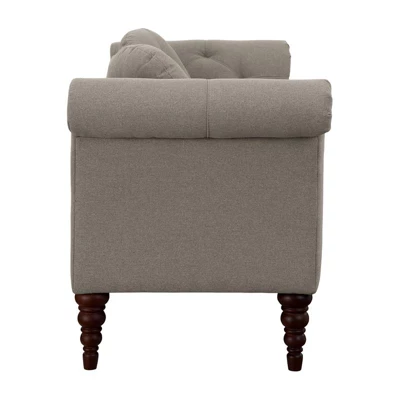 Adira 75" Traditional Fabric Settee With 2 Pillows In Brown - Lexicon 5 Adira 75" Traditional Fabric Settee With 2 Pillows In Brown - Lexicon - Image 3