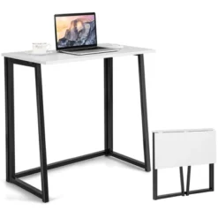 Costway Folding Computer Desk No Assembly Study Writing Table For Small Spaces Walnut/Black/Brown/White -Furniture Store GUEST fac6f2f0 3930 4287 b299 1c0ab013aa26