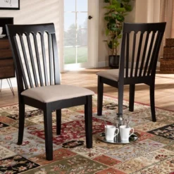 2pc Minette Fabric Upholstered Espresso Wood Dining Chair Set Sand/Dark Brown - Baxton Studio 12 2pc Minette Fabric Upholstered Espresso Wood Dining Chair Set Sand/Dark Brown - Baxton Studio -Furniture Store GUEST fae18b7b 978b 46ea af09 739821f55374