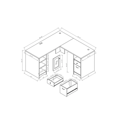 Ghally Locking Drawer L-Shape Desk With USB Ports White Oak - MiBasics 12 Ghally Locking Drawer L-Shape Desk With USB Ports White Oak - MiBasics - Image 10