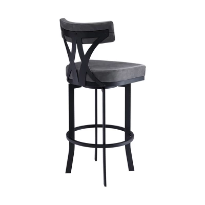 30" Natalie Faux Leather Metal Barstool Gray/Black - Armen Living 4 30" Natalie Faux Leather Metal Barstool Gray/Black - Armen Living - Image 2