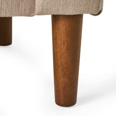 Gamay Contemporary Channel Stitched Fabric Loveseat Beige/Dark Walnut - Christopher Knight Home 6 Gamay Contemporary Channel Stitched Fabric Loveseat Beige/Dark Walnut - Christopher Knight Home - Image 4