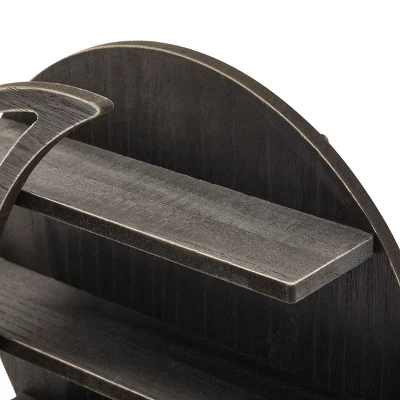 Farmlyn Creek Wooden Crescent Moon Wall Shelf, Rustic Wall Home Decor For Crystals & Essential Oils, Black, 12 X 12 X 3 In 4 Farmlyn Creek Wooden Crescent Moon Wall Shelf, Rustic Wall Home Decor For Crystals & Essential Oils, Black, 12 X 12 X 3 In - Image 2