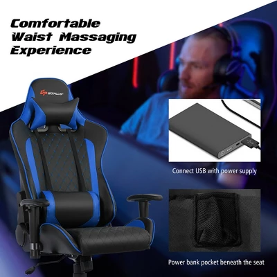 Costway Gaming Chair Reclining Racing Chair W/Lumbar Support And Headrest White 7 Costway Gaming Chair Reclining Racing Chair W/Lumbar Support And Headrest White - Image 5