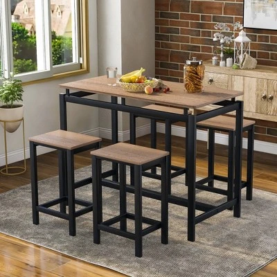 Modernluxe 5-Piece Kitchen Counter Height Table Set With 4 Chairs-Industrial 11 Modernluxe 5-Piece Kitchen Counter Height Table Set With 4 Chairs-Industrial - Image 9