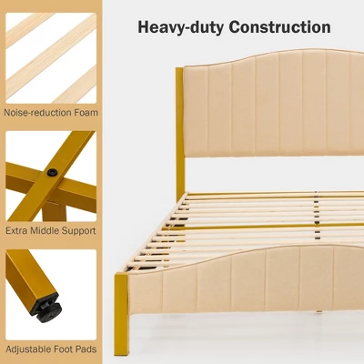 Costway FullQueen Size Upholstered Bed Frame Mattress Foundation Platform Quilted Headboard 8 Costway FullQueen Size Upholstered Bed Frame Mattress Foundation Platform Quilted Headboard - Image 6